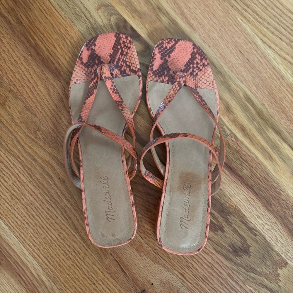 Madewell Women's Orange Snake Print Sandals